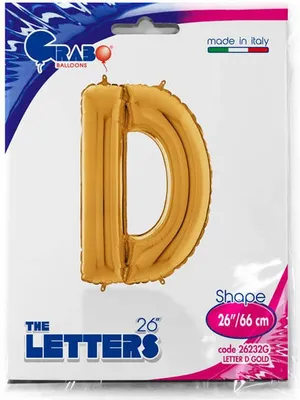 Obrázek produktu pro Fóliový balónek Písmeno D, 66 cm, zlatý