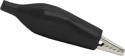 Produktbild von 10x Große Krokodilklemme Schwarz - 5A Isolierte Krokodilklemme - Prüfklemme für Elektronik (44 mm) - 10 Stück [05185FK].