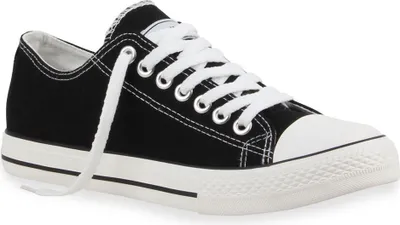 Produktbild von Mytrendshoe Herren Sneakers Sportschuhe Stoffschuhe Schnürer 94238, Farbe: Schwarz Lucky, Größe: 44