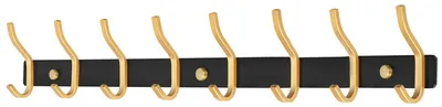 Produktbild von Kleiderhaken aus Edelstahl, Wandhaken mit 8 Haken, Kleiderschrank, Garderobenständer, Wandgarderobe für Schlafzimmer, Badezimmer, Küche (8 Haken, schwarz & gold)