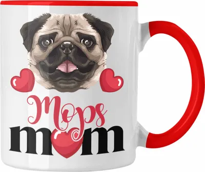 Produktbild von Trendation - Mops Besitzer Mom Mama Tasse Geschenk Lustiger Spruch Geschenkidee Mops Besitzerin (Rot)