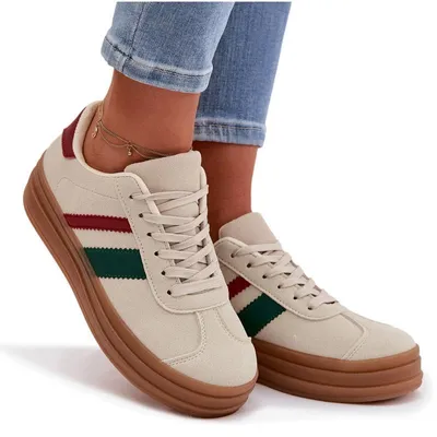 Zdjęcie produktu dla Sneakersy Damskie Na Platformie Beżowe Janivelle 38