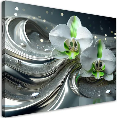 Produktbild von Leinwandbild Orchideen-Abstraktion Blumen-Orchidee-Abstraktion 90x60 Feeby Silber bild für die wand bereit zum aufhängen