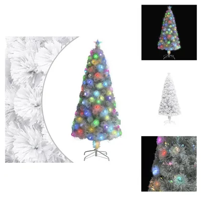 Produktbild von vidaXL Künstlicher Weihnachtsbaum mit Beleuchtung Weiß 150cm Glasfaser -  Weihnachtsbäume