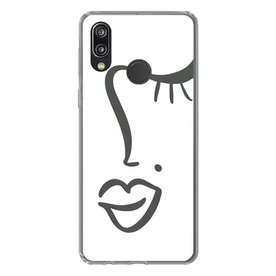 Produktbild von MuchoWow® Handyhülle Schutzhülle Hülle für Huawei P20 Lite (2020) Frau - Schwarz - Weiß - Abstrakt Silikon Softcase Handy Hülle - Kartenhalter