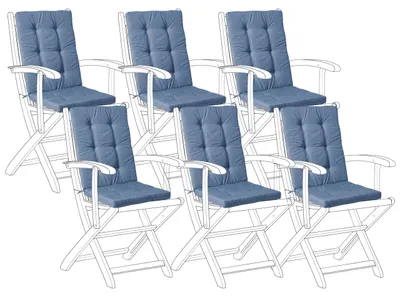 Obrázek produktu pro BELIANI Sada 6 polštářů na zahradní židle modrá polyester venkovní polštáře na sezení moderní design