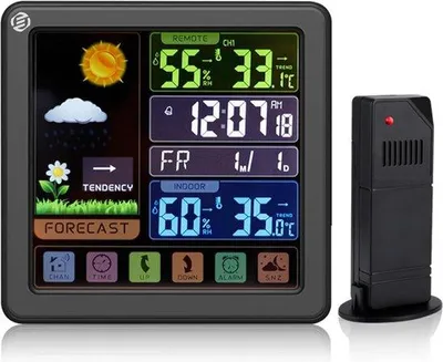 Immagine prodotto di Stazione meteorologica digitale per interni ed esterni - Analizzatore climatico - Misuratore di temperatura e umidità - Sistema professionale di monitoraggio meteorologico per interni ed esterni