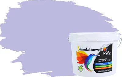 Produktbild von RyFo Colors Bunte Wandfarbe Manufakturweiß Orchidee 3l - weitere Violett Farbtöne und Größen erhältlich, Deckkraft Klasse 1, Nassabrieb Klasse 1