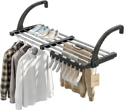 Immagine prodotto di Portasciugamani estensibile - Stendibiancheria regolabile - Asciugatura del bucato - Acciaio inossidabile - 64-110 cm - Grigio