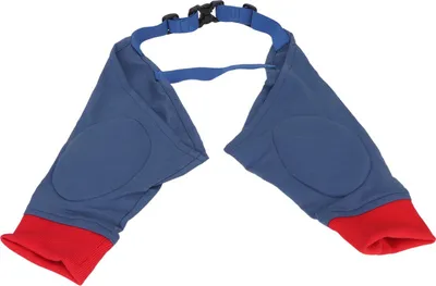 Produktbild von Hunde-Erholungsanzug, elastische und atmungsaktive Vorderbeinstützen, verstellbare Träger, Schutzpolster für Hundeschulter und Ellbogen, rot/blau, XL