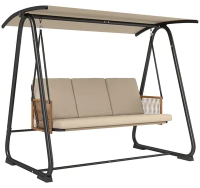 Produktbild von Outsunny Hollywoodschaukel, 3-Sitzer Gartenschaukel mit verstellbar Sonnendach