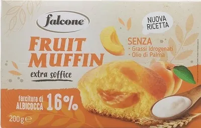A box of Falcone Fruit Muffins with apricot filling.