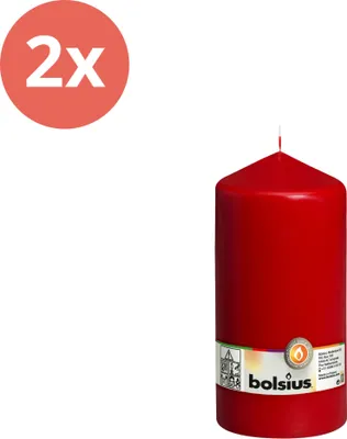 Obrázok produktu pre Bolsius - Sviečka - 200/98 - 1 kus v balení - Červená - Hodnotné balenie - 2 kusy