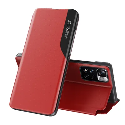 Obrázek produktu pro Flipové pouzdro pro Xiaomi Redmi Note 11 Pro / Note 11 Pro+,Polyuretankůže pouzdro s okénkem a funkcí stojánku červené