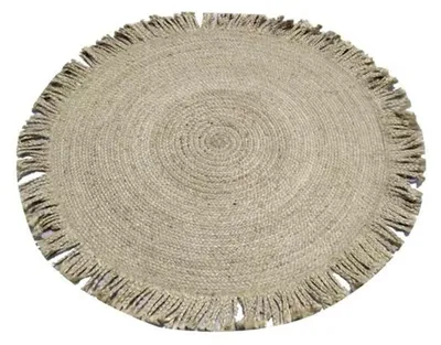 Teppich rund 120 cm Jute mehrfarbig handgewebt