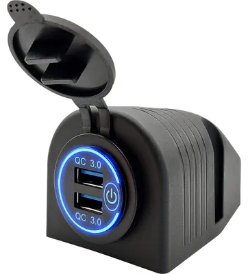 Produktbild von ProRide 12V USB-Aufputzsteckdose 2 Ports QC3.0 mit Schalter, Blau