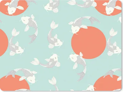Produktbild von MuchoWow® Mauspad Mousepad Muster - Fisch - Japan - Tier 23x19 cm - Mousepads - Maus Mat - Pad - Mausunterlage - Schreibtischunterlage - Mauspad