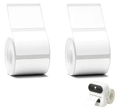 Thermoetiketten 40x30 mm, 2 Rollen, 480 Stück, selbstklebend, weiß