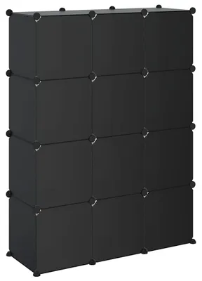 Image de vidaXL Système d'étagères avec 12 cubes noir PP