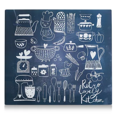 Zdjęcie produktu dla Zeller Present Lovely Kitchen, Pokrywa palnika, Obraz, Prostokątny, Niebieski, Szkło, 560 mm