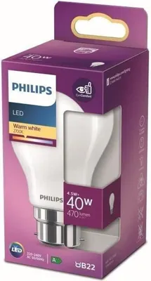 Image de Philips Ampoule LED Équivalent 40W B22 Blanc chaud, non dimmable, verre