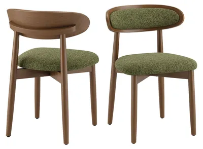 Immagine prodotto di Set di 2 sedie da pranzo in legno massello, stile scandinavo, con schienale ergonomico e seduta imbottita, confortevoli e con supporto lombare