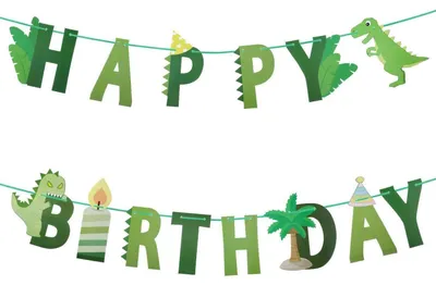 Produktbild von Happy Birthday Girlande Dinosaurier Party Deko Banner Kindergeburtstag 3m
