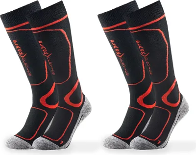 Produktbild von BLACK CREVICE - Damen/Herren/Kinder - Ski-, Snowboard- & Wintersportsocken - 2 Paar | Farbe: Schwarz/Rot | Größe: 0 (31-34)