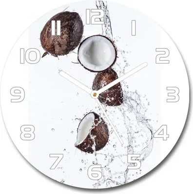 Produktbild von Wanduhr aus Glas 30fi Glasbild Glasuhr Gehärtetes Glas - weisse-zeiger - Coconut with water