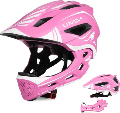 Produktbild von LIXADA kask rowerowy dziecięcy kask rowerowy chłopięcy dziewczęcy kask sportowy zdejmowany kask na całą twarz różowy na rower deskorolka wrotki