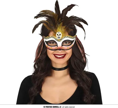 Produktbild von Totenkopf Maske Federn Voodoo Karneval Halloween Kostüm Geheime Ritualmaske Festliche Verkleidung Schaurig Schöne Gesichtsbedeckung Zeremonielle Dekoration, Farbe: Mehrfarbig