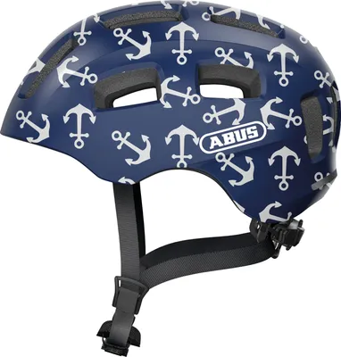 Produktbild von ABUS Fahrradhelm Youn-I 2.0 - mit Licht für Kinder, Jugendliche und junge Erwachsene - für Mädels und Jungs - Blau mit Anker-Muster, Größe S (48-54 cm)