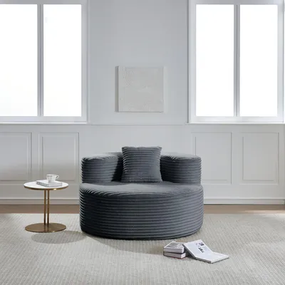 Produktbild von MODFU Modernes Relaxsofa,Loungesofa aus Flanell,Chaiselongue Sitzsack Polstersessel mit abnehmbarer Kissen,Dunkelgrau