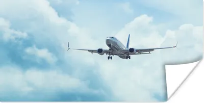 Produktbild von MuchoWow® Poster Ein Flugzeug in der Luft 80x40 cm - Wanddeko