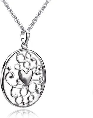 Produktbild von MATERIA by Matthias Wagner Herz Kettenanhänger - 925 Silber Anhänger Liebe rhodiniert oval wahlweise mit Kette KA-383