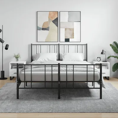 Image de vidaXL Tables de nuit 2 pcs. Blanc brillant 40x35x47,5 cm Bois composite