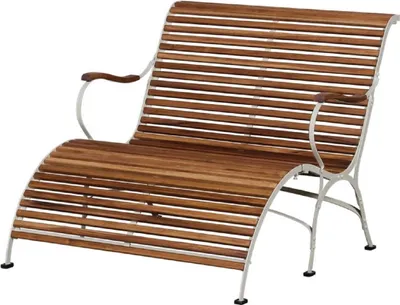 Produktbild von Casa Padrino Luxus Jugendstil Gartenbank Braun / Creme 107 x 150 x H. 91 cm - Garten & Terrassen Sitzbank mit Armlehnen und Fußstütze - Jugendstil Garten & Terrassen Möbel