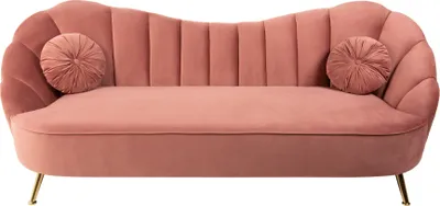 Produktbild von Retro 3er Sofa ARIELLE 220cm altrosa Samt 3-Sitzer mit Ziersteppung
