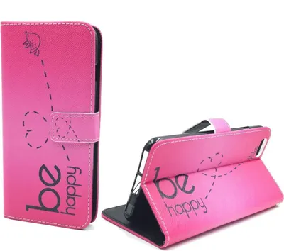 Produktbild von Handyhülle Tasche für Handy Apple iPhone 6 / 6s Plus Be Happy Pink