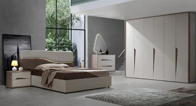 Produktbild von Schlafzimmer-Set Soleil mit LED 6-teilig in Creme/Braun