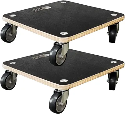 Möbelroller 2er-Set, 38x38 cm, Holz, bis 250 kg, mit 4 Rollen