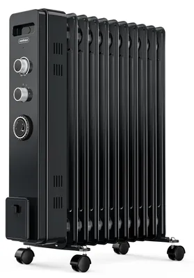 Image de Radiateur à huile de 2500 W - 11 ailettes - Noir - Radiateur électrique - 3 niveaux de chaleur