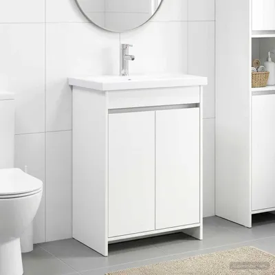 Image de Ensemble de meubles de salle de bain exclusif - Blanc - 81 x 40 x 84,5 cm - Fabriqué en panneaux de particules
