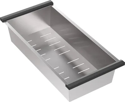 Produktbild von QUADRON Multifunktionsschale Edelstahl SteelQ, 425 x 200 x 60 mm, Farbe: Stahl, Gelocht, Mehr Funktionalität für Becken und Spülen, Dish Drainer