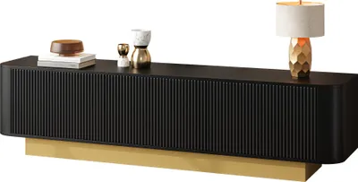 Produktbild von TV-Lowboard Schwarz, 170 cm, mit Stauraum, Kabelmanagement, Texturfront
