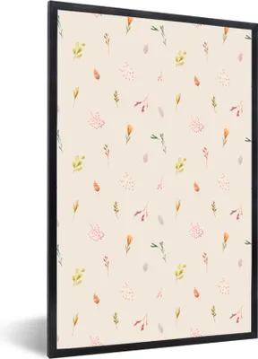 Produktbild von MuchoWow® MuchoWow® Gerahmtes Poster Blumen - Pastell - Muster 40x60 cm - Poster mit zchwarzem Bilderrahmen - Papierdruck - Wandbilder