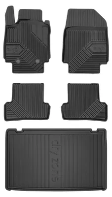 Productafbeelding van Rubberen automatten + kofferbakmat voor Renault Clio III 2005-2012 (hatchback) – 5-delig, zwart, op maat – Wielganizator