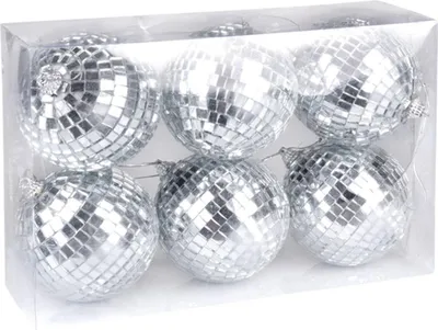 Immagine prodotto di 6 palle da discoteca argento 8 cm