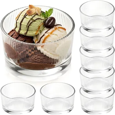 8 Dessertgläser aus Glas, 200 ml, spülmaschinengeeignet, transparent