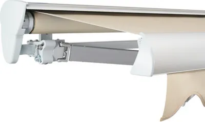 Produktbild von SOLUNA Halbkassettenmarkise Classic 3x2 Stoff Dessin 320930 Gestell E6EV1 silber eloxiert Antrieb links inkl. Motor und